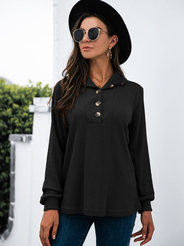 Half Button Long Sleeve T-Shirt