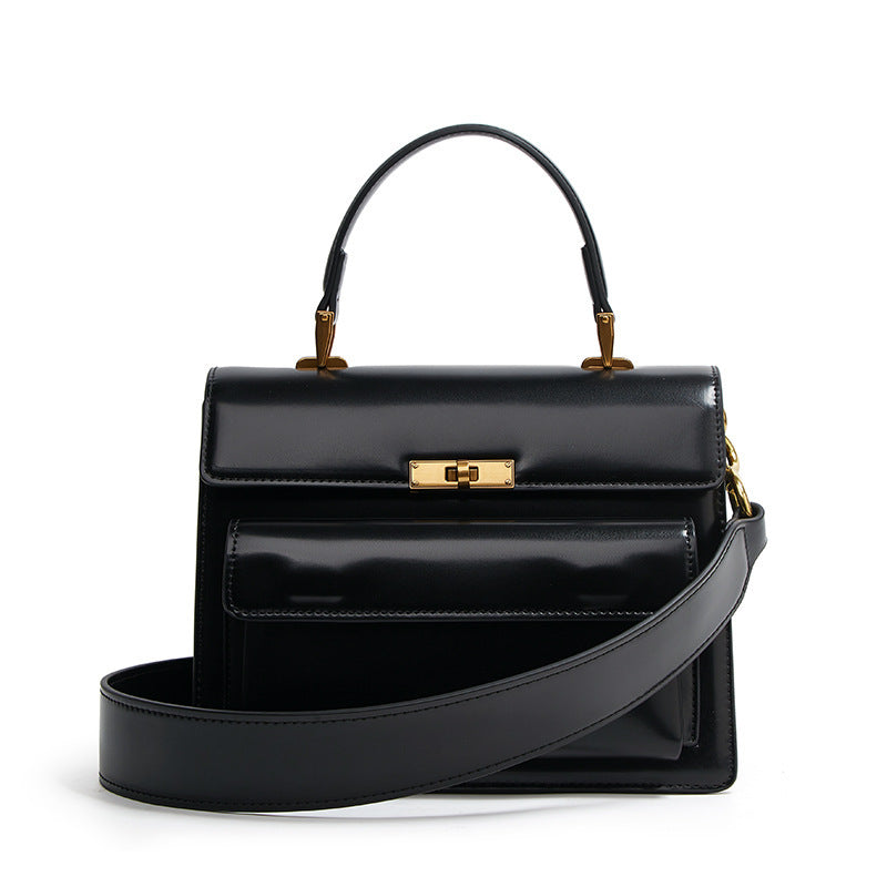 Textured Patent Leather Glossy Top Handle Bag