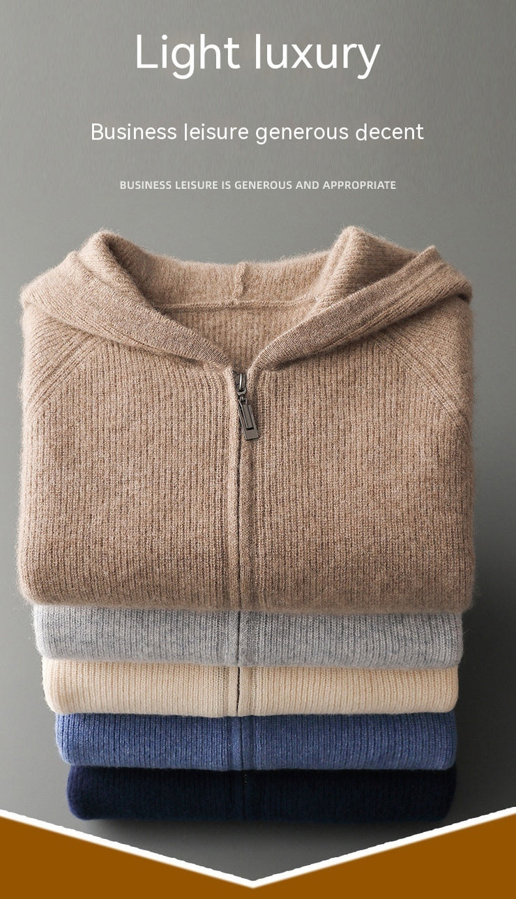 Men Pure Wool Zipper Hoodies