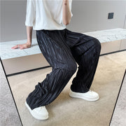 Fried Street Wind Pressure Pleated Pinstripe Casual Pants Men