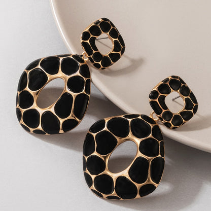 Boho Leopard Print Square Geometric Earrings