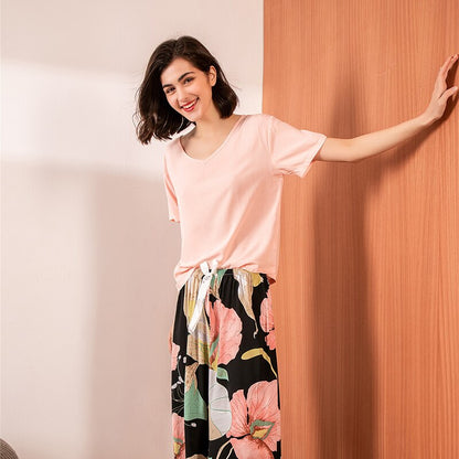Floral V-Neck Pajama Set