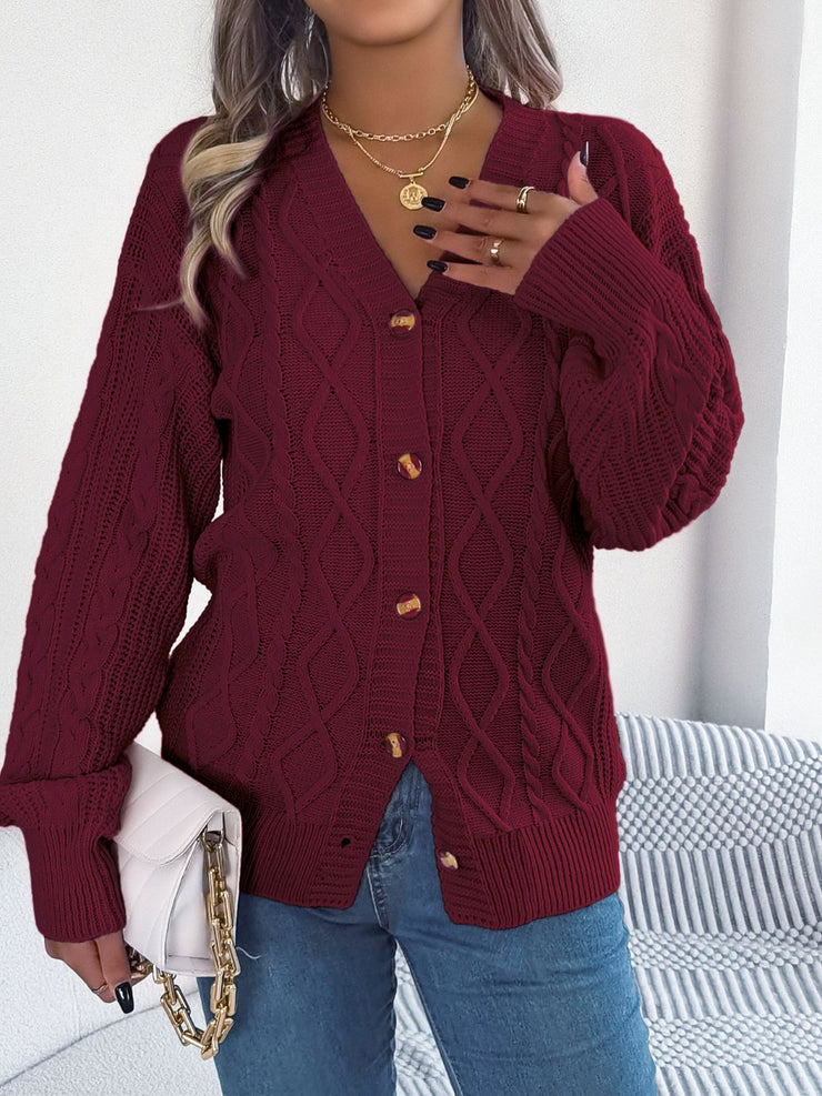 Cable-Knit Long Sleeve Cardigan