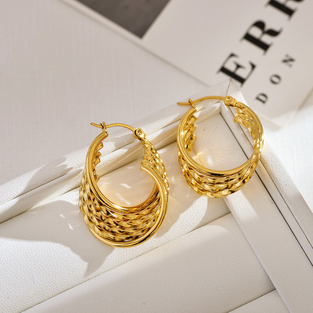 Stainless steel multi-layered hoop Earrings