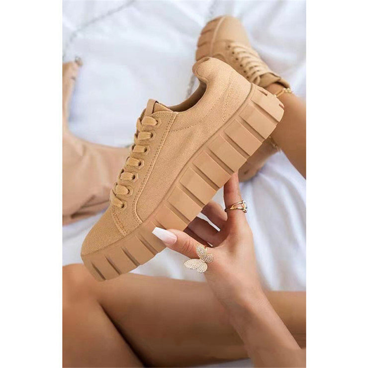 Woman Casual Lace-up Canvas Sneakers