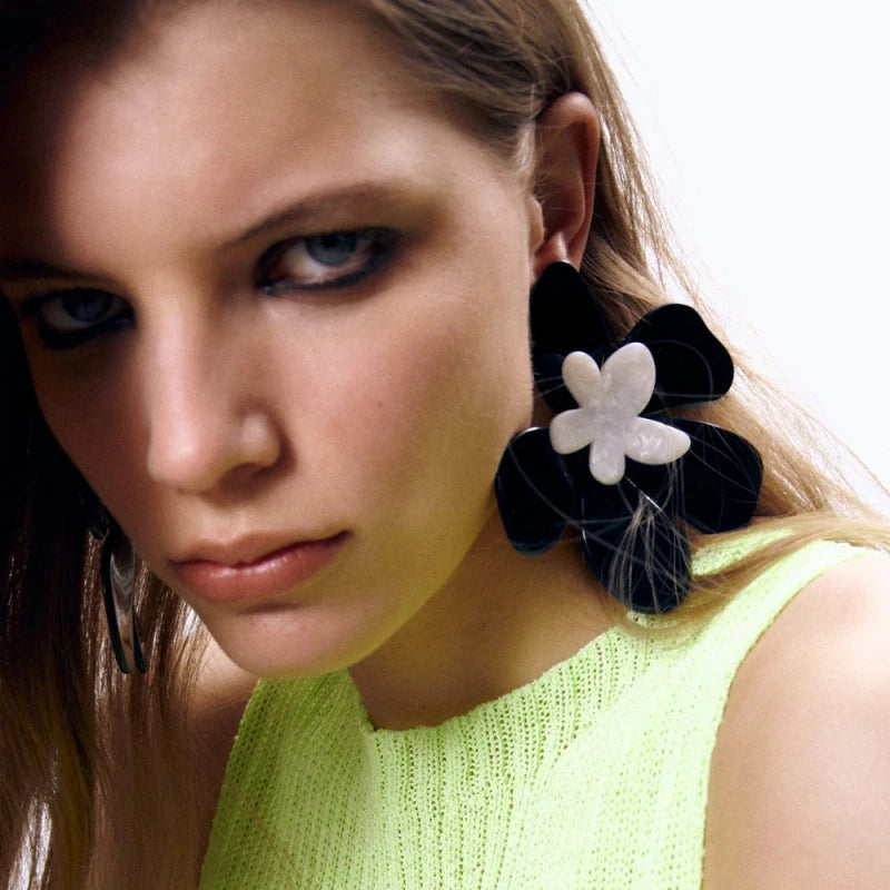 Acrylic large flower earrings acetate board flower earrings earrings