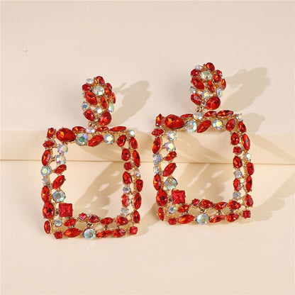 JURAN ZA Style Indian Geometric Crystal Dangle Earrings