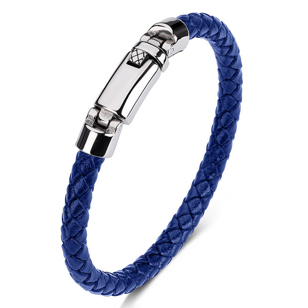 Hand-woven Leather Stainless Steel Classic Light Luxury Men Bracelet