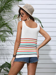 Striped V-Neck Knit Tank