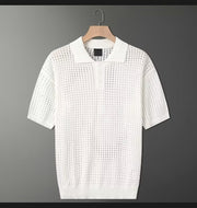 Men's Netted Short Sleeved Polo Shirt