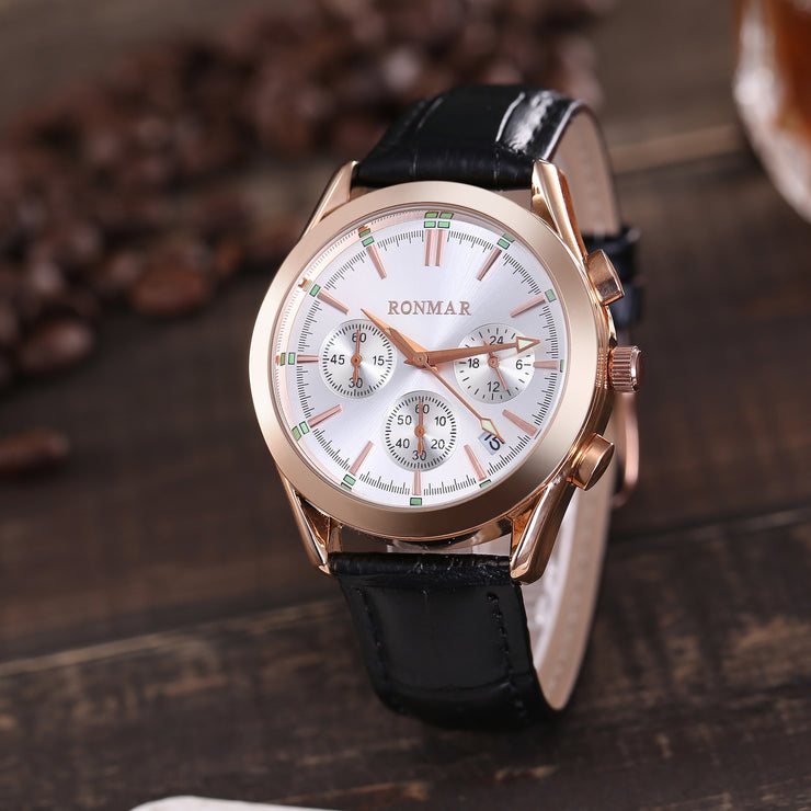 Six-pin quartz leather waterproof casual luminous watch