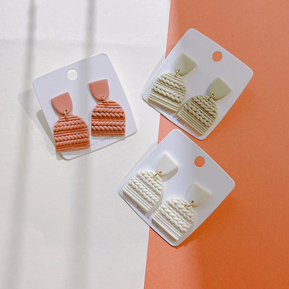 Handmade Geometric Polymer Clay Earrings – Soft Pottery Striped Jewelry for Women