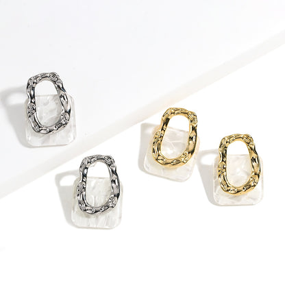 Acrylic Geometric Square Hanging Stud Earrings