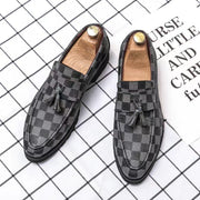 Men's Plaid Leather Shoes Casual Shoes