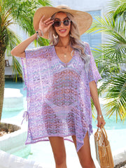 Angel Wings Slit Openwork V-Neck Cover Up