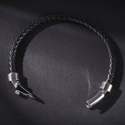 Hand-woven Leather Stainless Steel Classic Light Luxury Men Bracelet