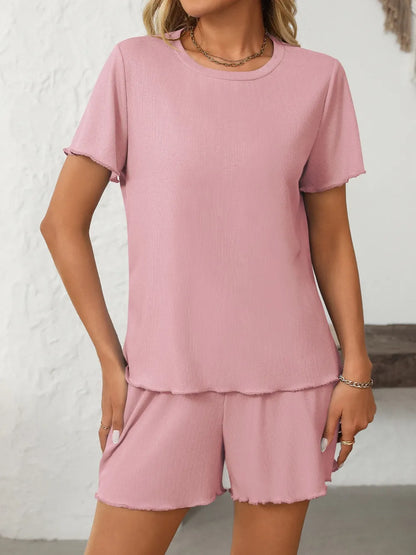 Elegant Ribbed Knit Pajama Set