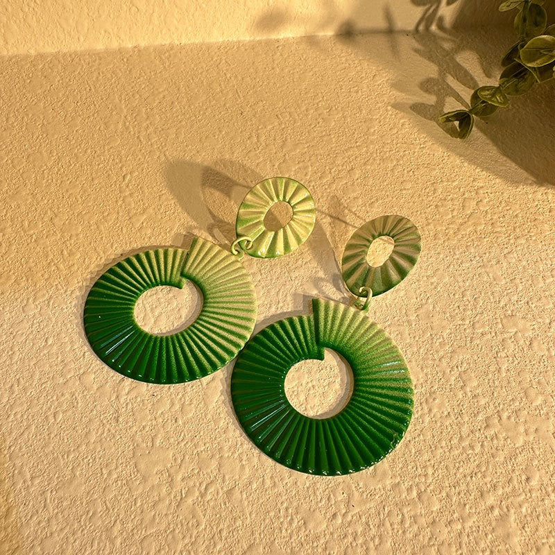 Geometric hand-painted gradient exaggerated earrings