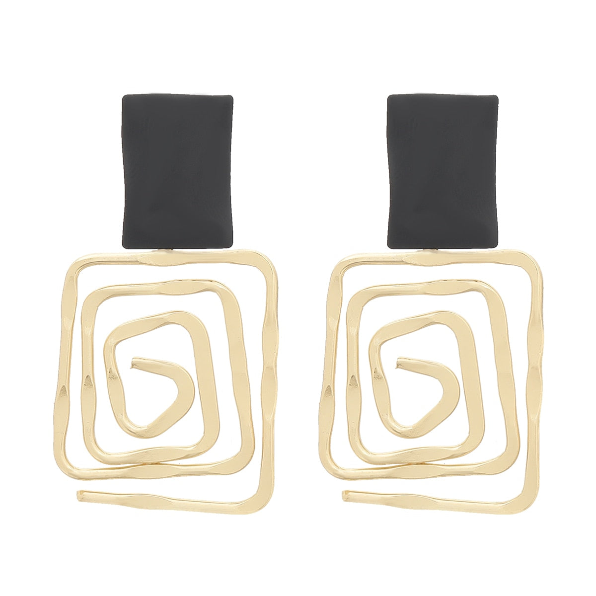 Retro Geometric Metal Drop Earrings