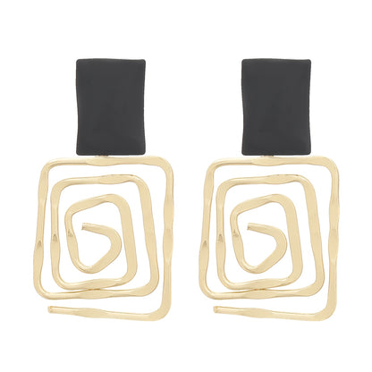 Retro Geometric Metal Drop Earrings