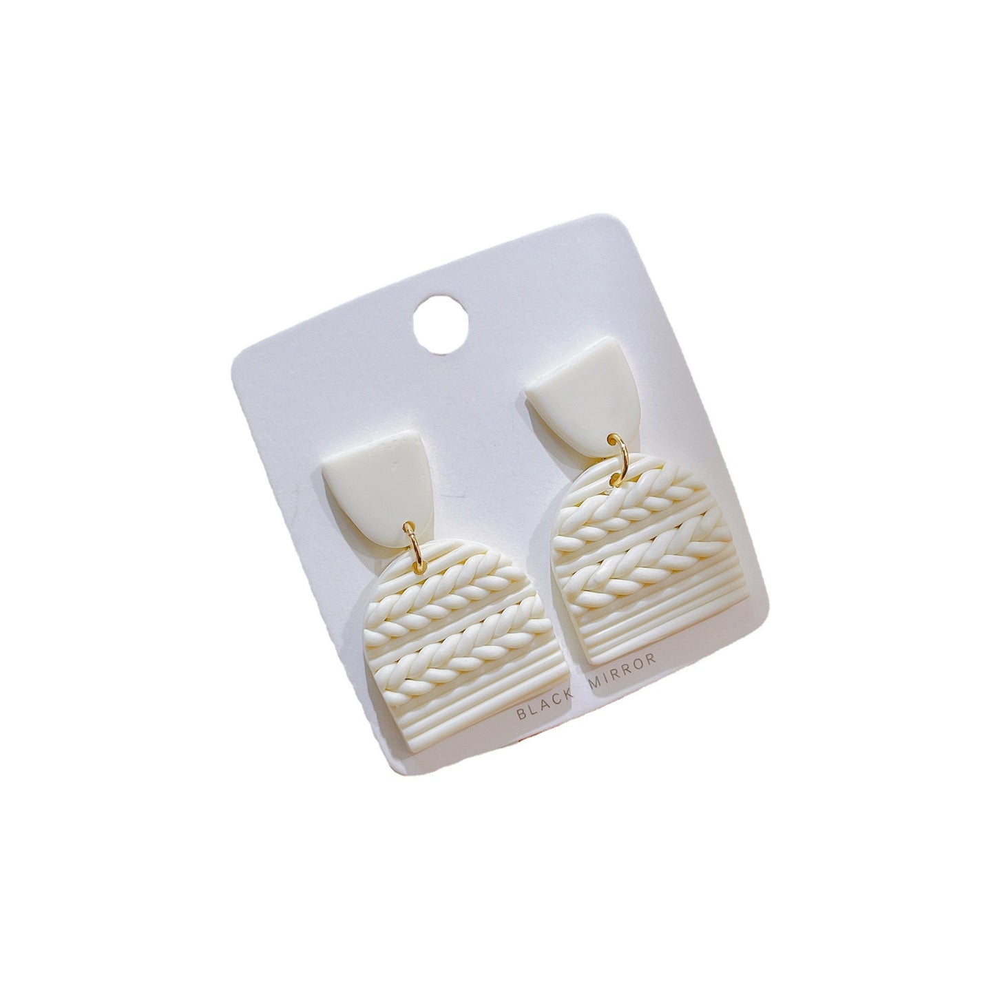 Handmade Geometric Polymer Clay Earrings – Soft Pottery Striped Jewelry for Women