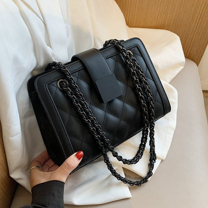 Black PU Leather Crossbody Bag For Women