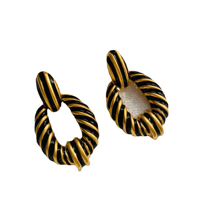 Literary Retro Round Geometric Alloy Earrings for Women