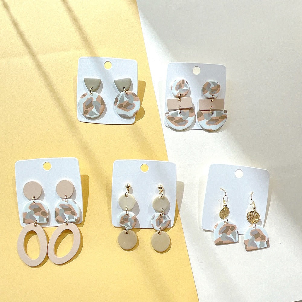 Milk Coffee Soft Geometric Camo Earrings – INS Style