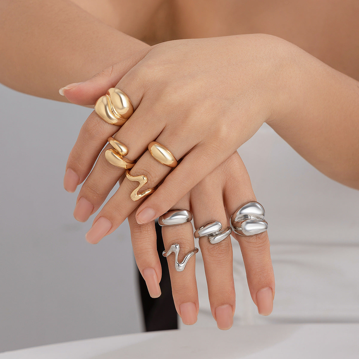 Lava Curve Geometric Open Ring