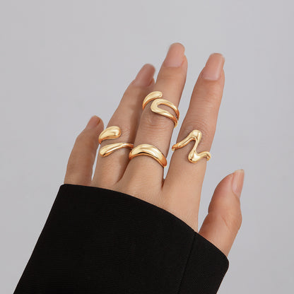Lava Curve Geometric Open Ring