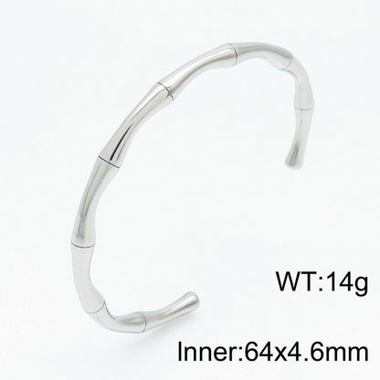 Bamboo Joint Design Stainless Steel Bracelet 18K Gold Plated Versatile High-Grade Plain Circle Bracelet