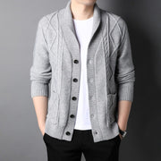 Men Long Sleeved Knitted Cardigon