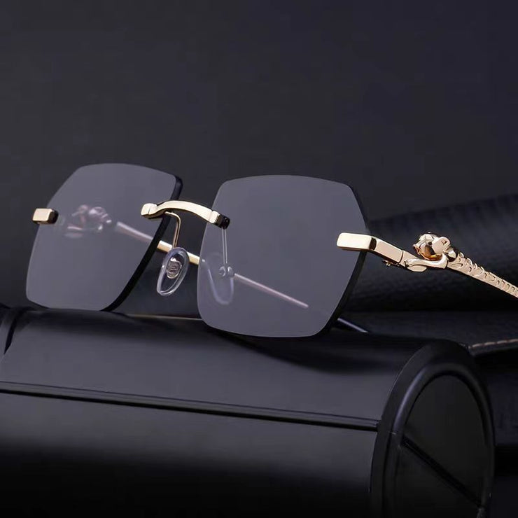 Frameless Trimming Leopard Sunglasses For Men