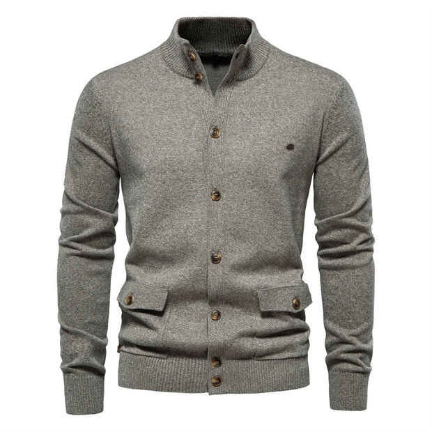 High Quality Business Casual Solid Color Sweater Cardigan  Men