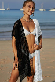 Angel Wings Two-Tone Side Slit Open Front Cover Up