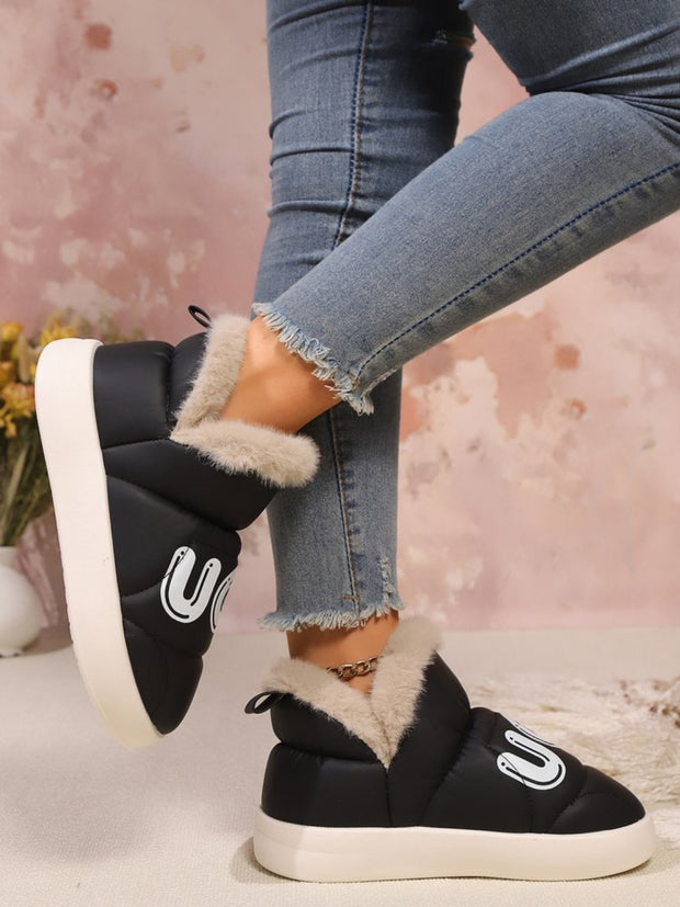 Letter Thermal Platform Slip-On Boots