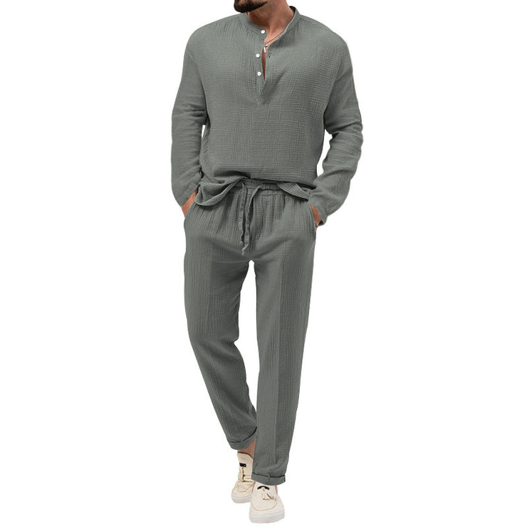 Men Solid Color Casual Set