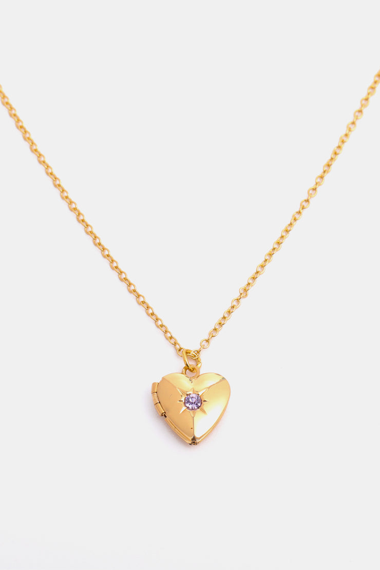 Zircon Heart Shape 14K Gold-Plated Pendant Necklace