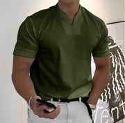 Men Stand Collar Short Sleeve Polo