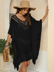 Cutout Ruffled Half Sleeve Cover-Up