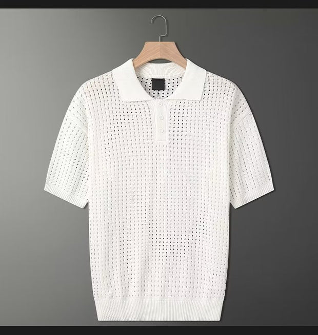 Men's Netted Short Sleeved Polo Shirt