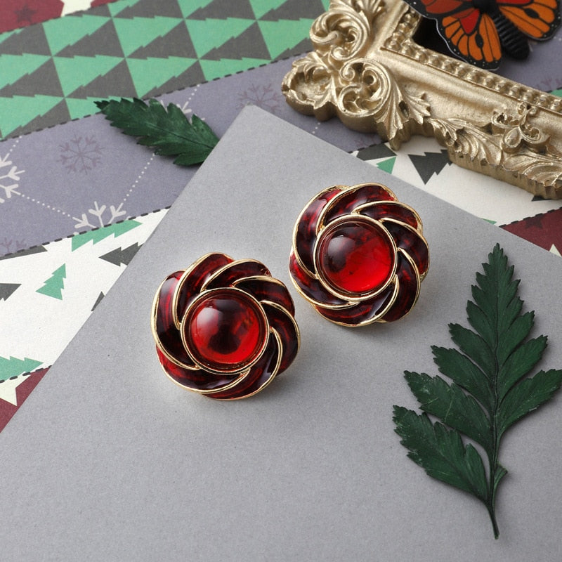 Enamel Stud Earrings