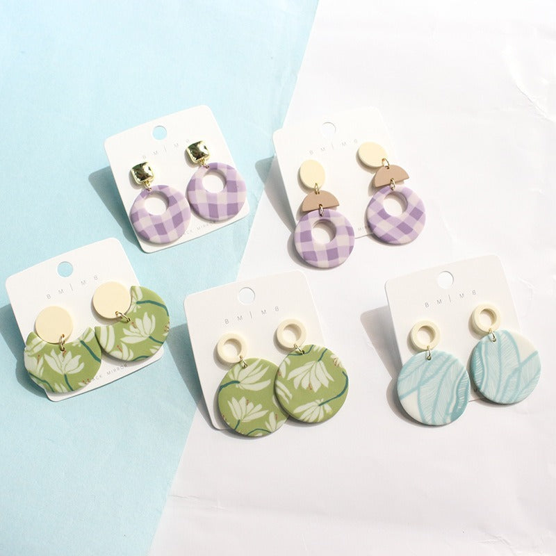 Vintage Fresh Lotus Square Geometric Earrings