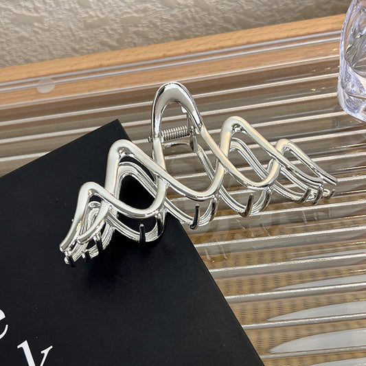 Metal Wave Clasp Large Back Claw Clip
