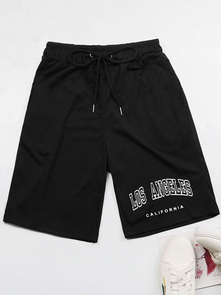 Perfee LOS ANGELES CALIFORNIA Graphic Drawstring Shorts