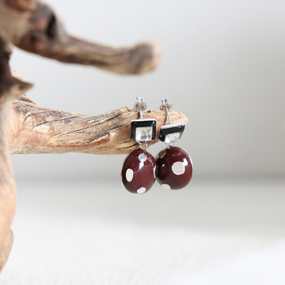 High-End Romantic French Square & Round Wave Drip Oil Earrings