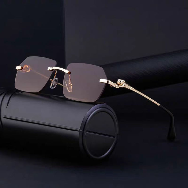 Frameless Trimming Leopard Sunglasses For Men