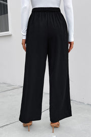 Perfee High Waist Ruched Tie Front Wide Leg Pants