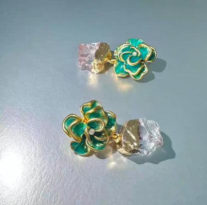 Oil dripping rose Earrings