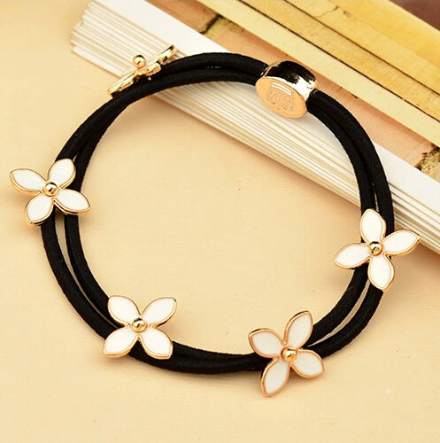 Woman Alloy Four-Leaf Clover Rubber Band